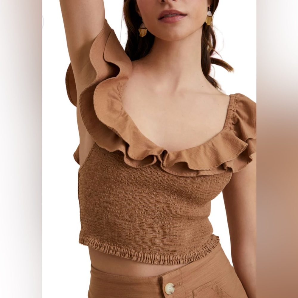 Anthropologie Maeve Flutter Smocked Top